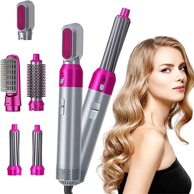 5-in-1 Hair Styler Brush – Dryer, Curler, Volumizer, Straightener