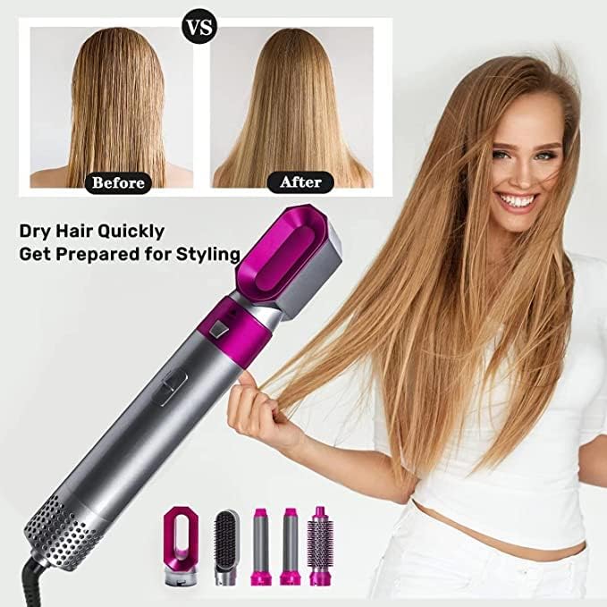 5-in-1 Hair Styler Brush – Dryer, Curler, Volumizer, Straightener
