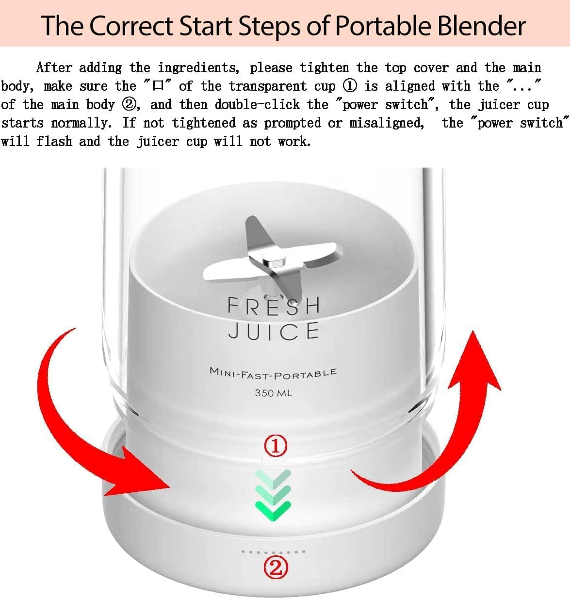 Portable Blender,Fresh Juicer Personal Size Blender,Battery Powered USB Blender