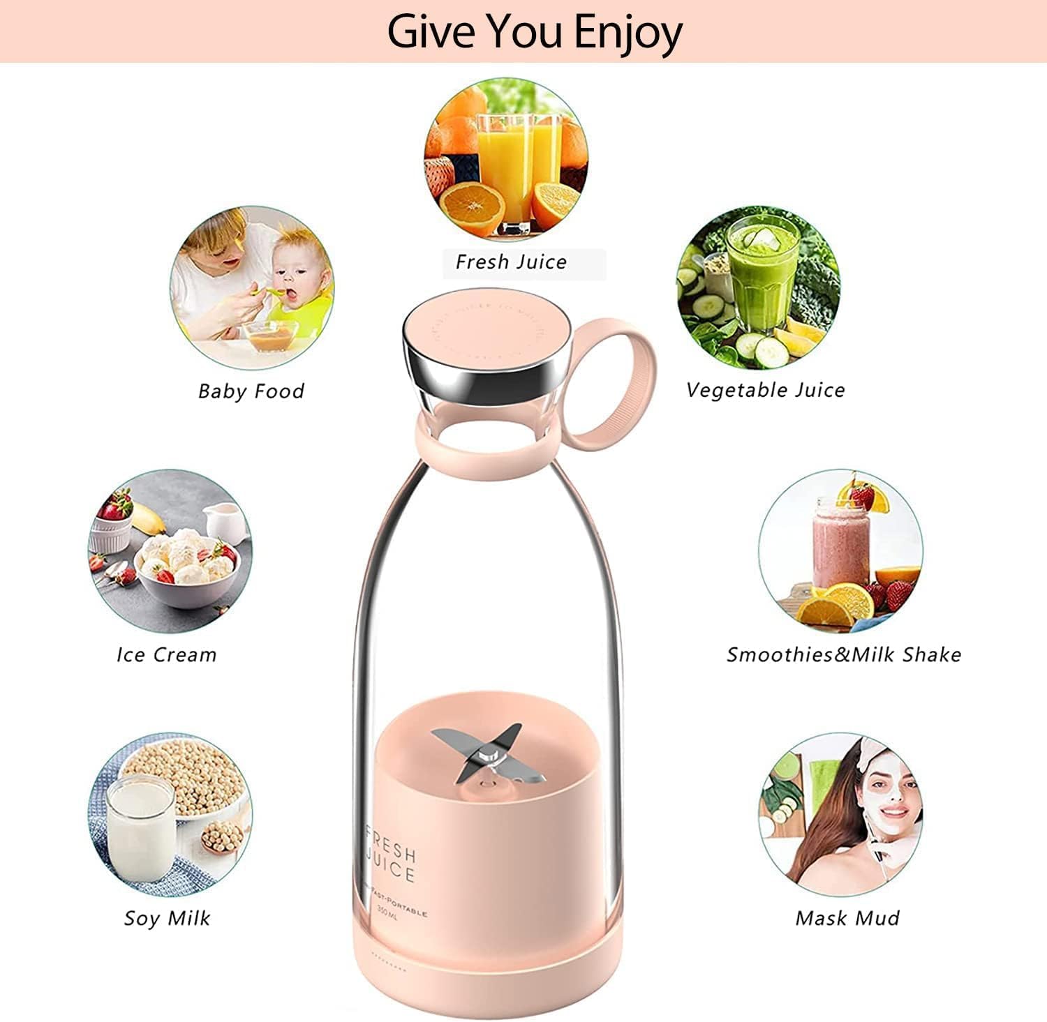 Portable Blender,Fresh Juicer Personal Size Blender,Battery Powered USB Blender