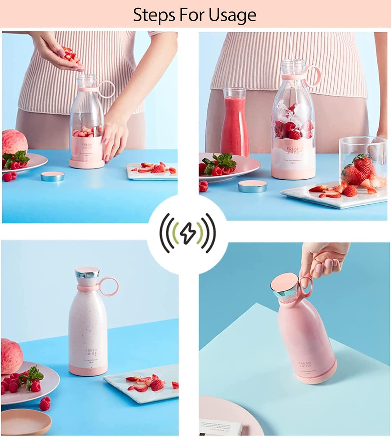 Portable Blender,Fresh Juicer Personal Size Blender,Battery Powered USB Blender